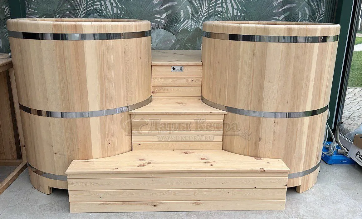 Двойная круглая купель для бани из кедра