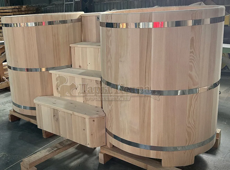 Двойная круглая купель для бани из кедра