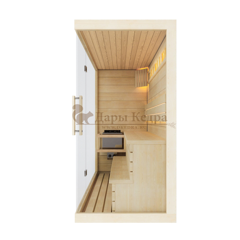 Трехместная прямая финская «Элит» сауна кабина из кедра и липы с электрокаменкой