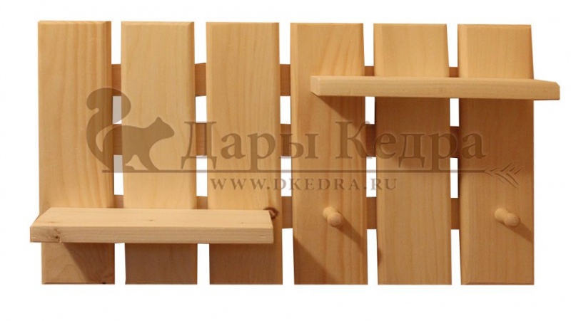 Вешалка банная с двумя полками из кедра Вешалка банная с двумя полками из кедра