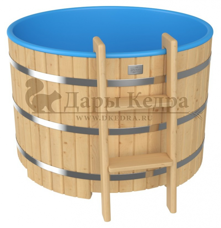 Бондарная круглая купель из кедра с пластиковой вставкой Бондарная круглая купель из кедра с пластиковой вставкой