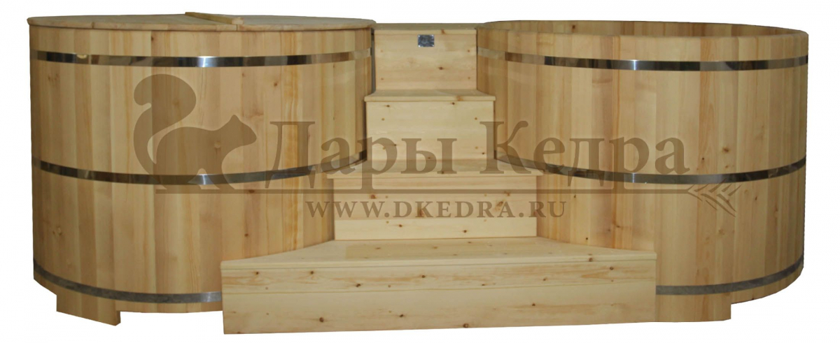 Двойная круглая купель для бани из кедра